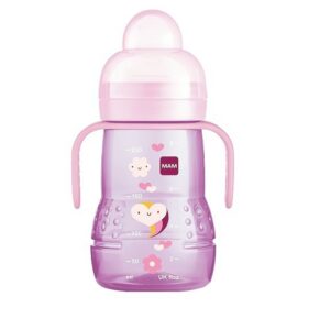MAM Trainer joogipudel 220ml roosa Süda/lilled 6+kuud