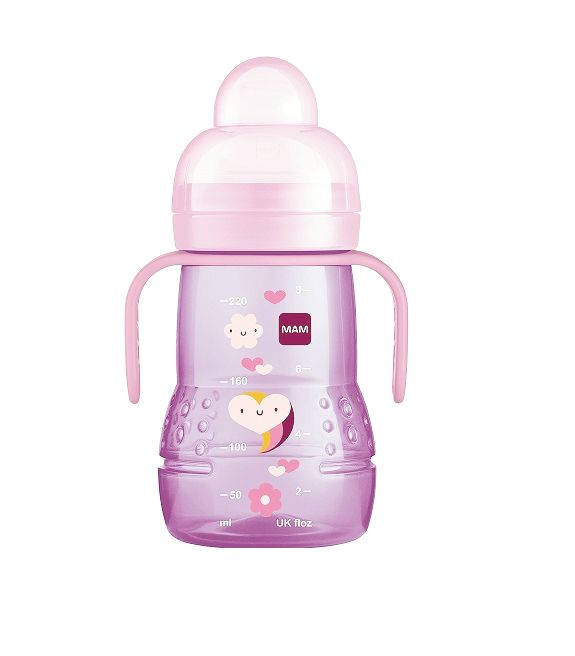 MAM Trainer joogipudel 220ml roosa Süda/lilled 6+kuud