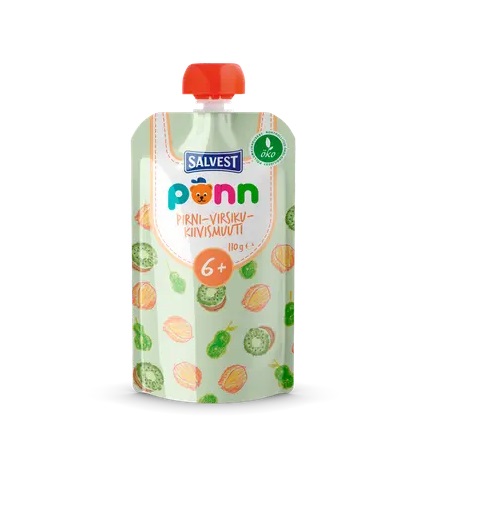 Salvest Põnn öko pirni-virsiku-kiivismuuti 3x110g, alates 6-elukuust (1tuub-1,92eur)