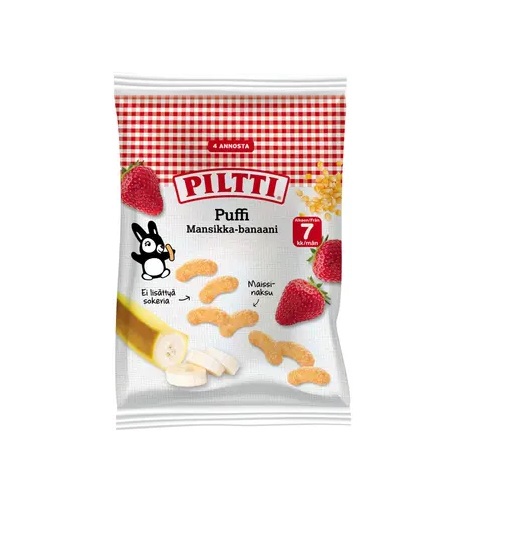 Piltti Piltti Puffi maasika ja banaani 2x28g, alates 7-elukuust (1pakk-1,99eur)