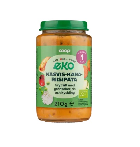 Coop beebitoit köögivilja-kana-riisipüree 12.kuust 3x210g (1purk-1,35eur)