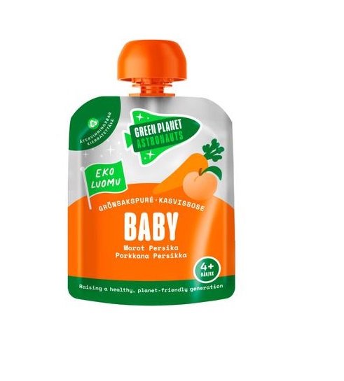 Green Planet Astronauts Orgaaniline beebi porgandi-virsiku püree 4+kuud 3x70g (1TUUB-1,22EUR)