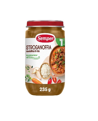 Semper strooganov riisiga 3×235 g, alates 1-eluaastast (1purk-2,20eur)