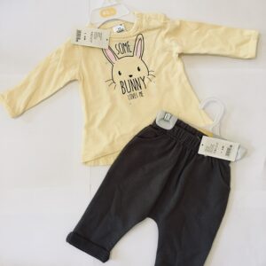 Seven Lemon pikkade varrukatega pluus+püksid Kollane Bunny/hall (62-68cm)