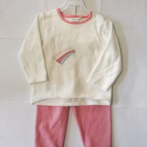 MyWear pikkade varrukatega pluus+püksid ELLEN valge/roosa (74-86cm)