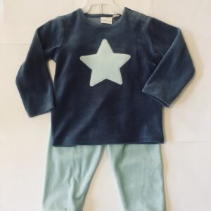 MyWear pikkade varrukatega pluus+püksid EMIL tumesinine/helesinine Tähega (74-86cm)