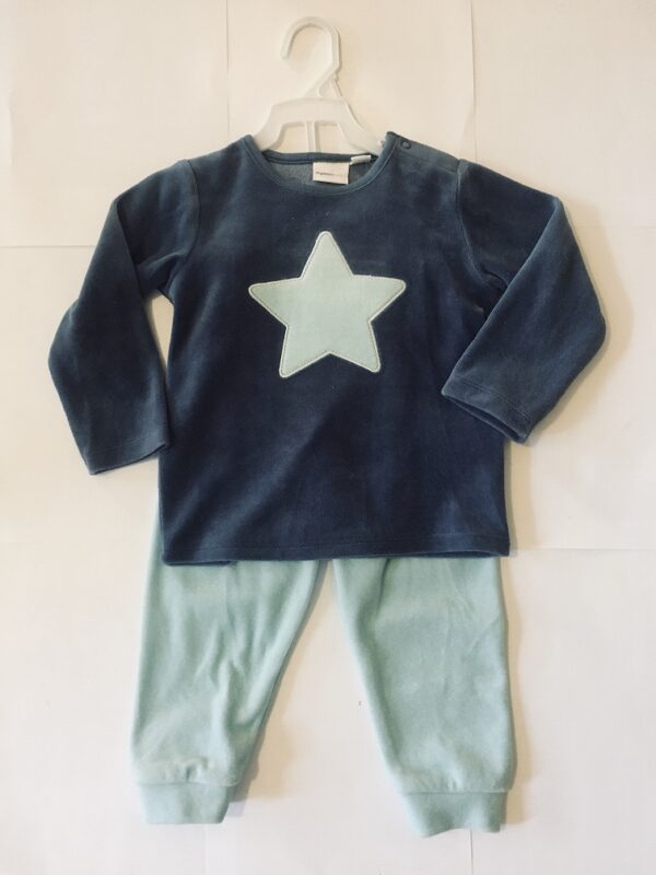 MyWear pikkade varrukatega pluus+püksid EMIL tumesinine/helesinine Tähega (74-86cm)