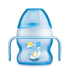 MAM Starter Cup 150ml joogitass sangadega 4+kuud alates,tilkumiskindel,sinine Elevandiga