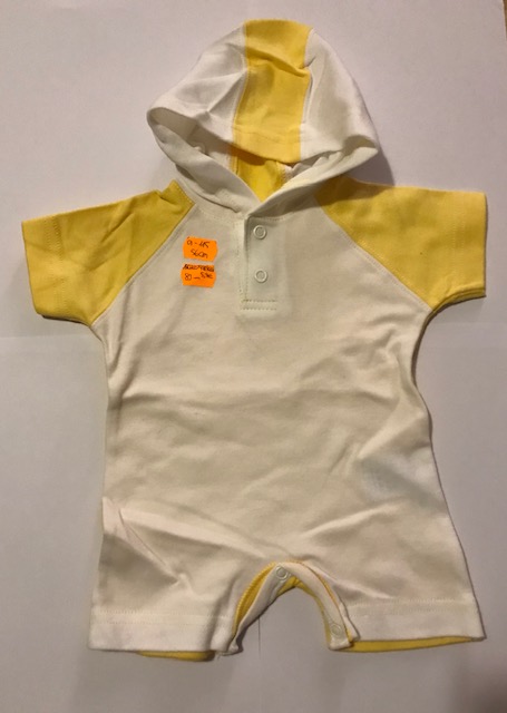 Suvebody kapuutsiga valge/ kollane 56cm