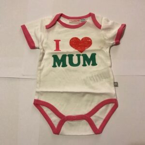 BODY Liegelind 62cm roosa/valge lühikese varrukaga  I Love mum