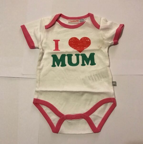 BODY Liegelind 62cm roosa/valge lühikese varrukaga  I Love mum