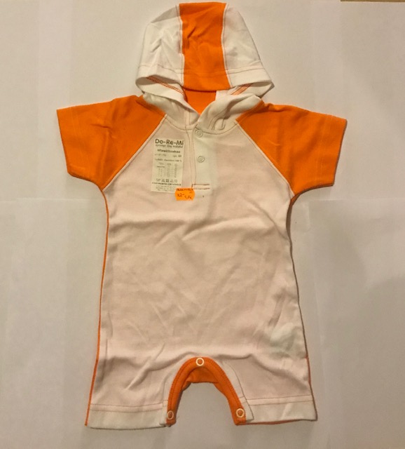 Suvebody kapuutsiga oranz/valge 68cm
