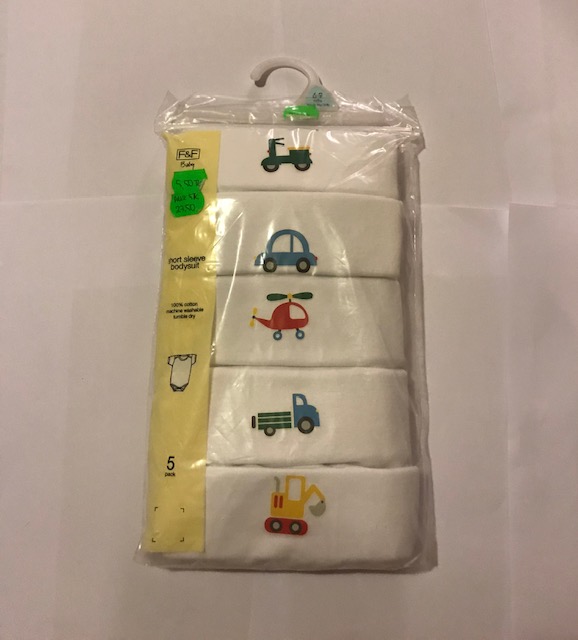 Body valge F&F Baby 68cm/6-9kuud 5tk (1tk-5,50eur)