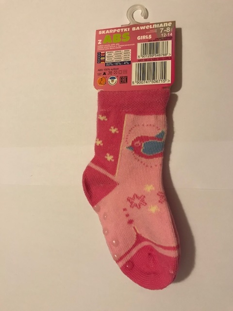 Sokid ABS piduritega 7-8cm (12-14) Heleroosa/t.roosa Linnuke