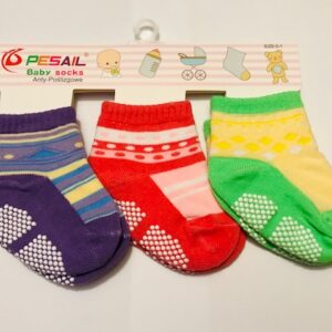 Sokid 21/22 Pesail ABS piduritega 3tk 1-2aastat Lilla/roosa/laim mustritega