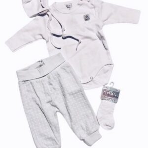 Fixoni püksid+satsiga müts+Blue Bear body+Nexx sokid beebile 50cm helesinine/valge