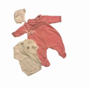 Blue Bear haalar+satsiga müts+body beebile 56cm heleroosa/valge