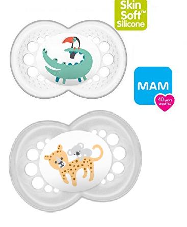 MAM ORIGINAL SILIKOONLUTID 2 TK 6+KUUD SIRGE OTSAGA,STERILISEERIMISKARBI hall/valge leopard ja krokodill sõbraga 295062