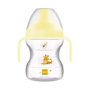 MAM Learn To Drink Cup 190ml joogitass sangadega 6+kuud alates,tilkumiskindel,helekollane Kaelkirjak