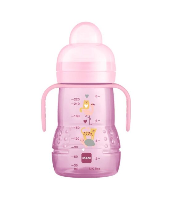 MAM Trainer joogipudel 220ml roosa Jungli loomadega 4+kuud