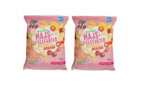 ICA I Love Eco Mahemaisisnäkid banaani-maasika 2x20g (1pakk-1,99eur) 8+kuud
