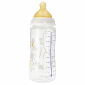 Nuk FC lutipudel 300ml 0-6kuud lateks lutiga hall Jungli loomad temperatuuri kontrolliga