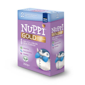 NUPPI® GOLD 2 – adapteeritud piimal põhinev jätkupiimasegu 6. elukuust.12x350g (1pakk-5,58eur)