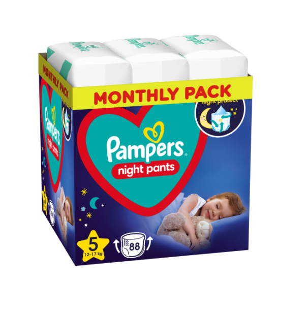 Pampers Night Pants Püksmähkmed, Suurus 5, 88 Mähet, 12kg-17kg