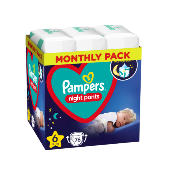 Pampers Night Pants Püksmähkmed, Suurus 6, 76 Mähet, 15+ kg