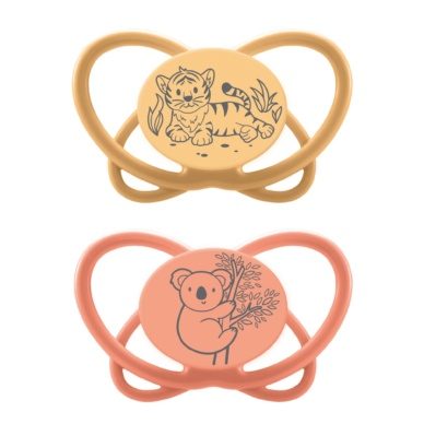 nip® “My Butterfly Green” säästvatest materjalidest ortodontiline lutt (0-6 elukuud) Orange 2tk