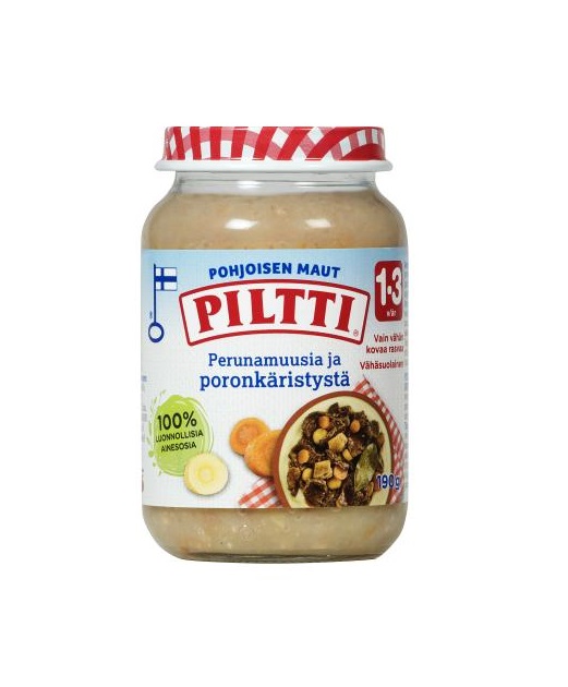 Piltti kartulipuder põdralihaga 3x190g 1-3 aastasele (1purk-2,62eur)