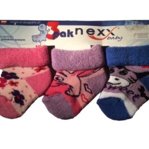 Sokid frotee 3tk 3-6kuud Lilla Kiisu/Roosa Jänku/Roosa Lilledega
