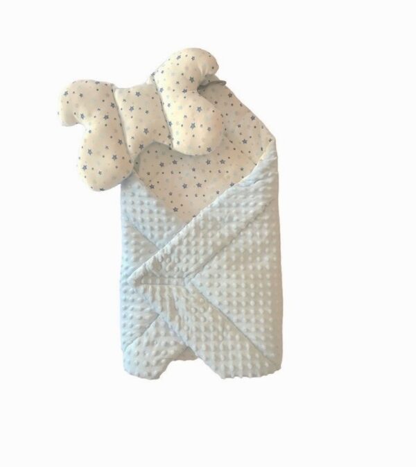 SoCute beebitekk/magamiskott +toetav padi beebile helesinine