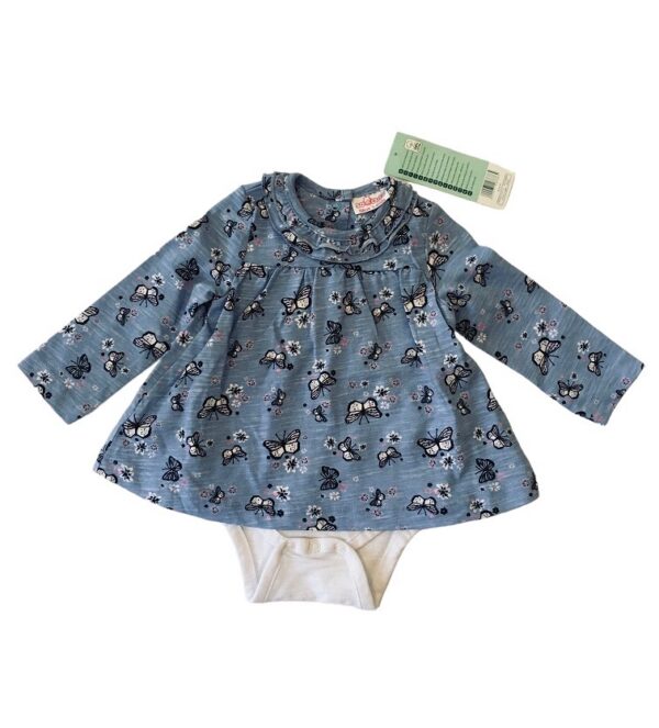 Kleit/body SoCute 68cm sinine liblikatega