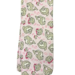 Flanellmähe 1tk 77x67cm Roosa delfiinidega
