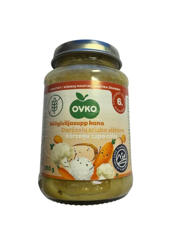 OVKO beebipüree köögiviljasupp kanalihaga 2x190g 6+kuust (1purk-1,95eur)