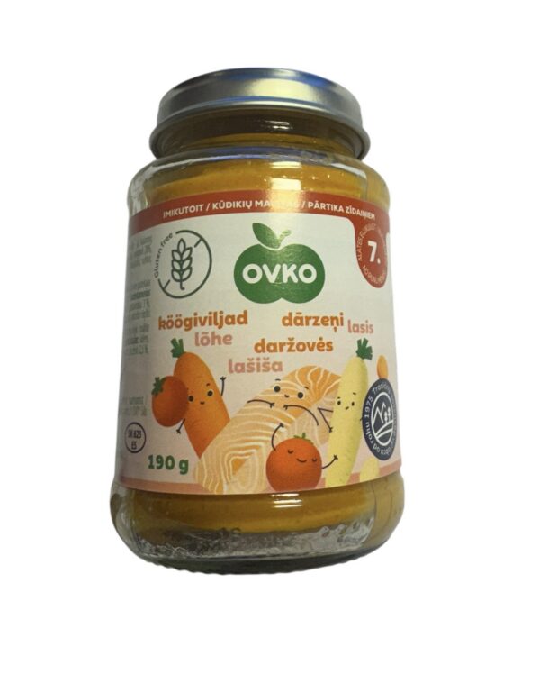 OVKO beebipüree köögiviljad lõhega 2x190g 7+kuust (1purk-1,95eur)