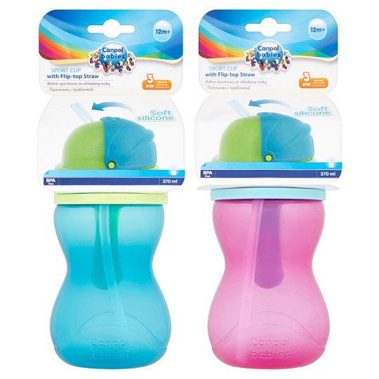 Canpol Sport Cup with Flip-top Straw kõrrega joogitops 12+kuud 370ml