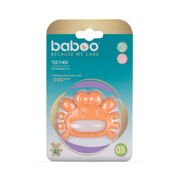 BABOO Silikoonist närimismänguasi Krabi, 4+ kuud, oranž