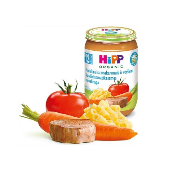Tomati-nuudlipüree vasikalihaga ÖKO 3x220g Hipp 12.kuust  (1tk-2,75eur)