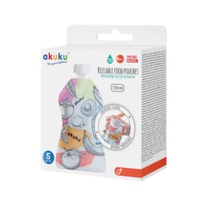 AKUKU taaskasutatav toidupüree tuub 150ml 5tk-pakis 6+kuud alates