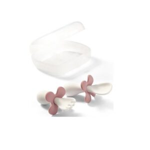 Ergonoomilised BabyOno lusikas ja kahvel valge/roosa karbis