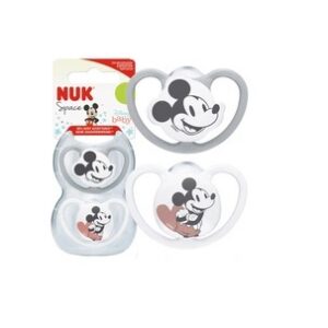 Nuk silikoon ortodondiline rõngaslutt N1 Space Mickey 0-6kuud 2tk valge/hall