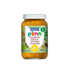 PÕNN Salvest Ökoloogiline Aedvilja-pastaroog veiselihaga 3×190 g, alates 8-elukuust (1purk-2,35eur)