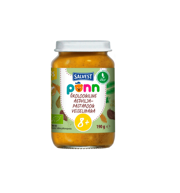 PÕNN Salvest Ökoloogiline Aedvilja-pastaroog veiselihaga 3×190 g, alates 8-elukuust (1purk-2,35eur)