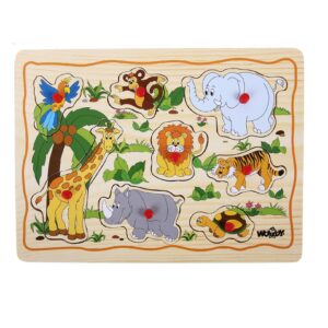 Woodyland Puidust puzzle nuppudega Jungli loomad