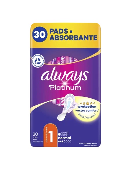Always Platinum Normal Size 1 Hügieenisidemed Tiibadega, 30 tk