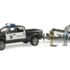 Bruder RAM 2500 politseiauto+haagis koos paadiga (must/valge, sh 2 figuuri) 1:16 – pilt 3