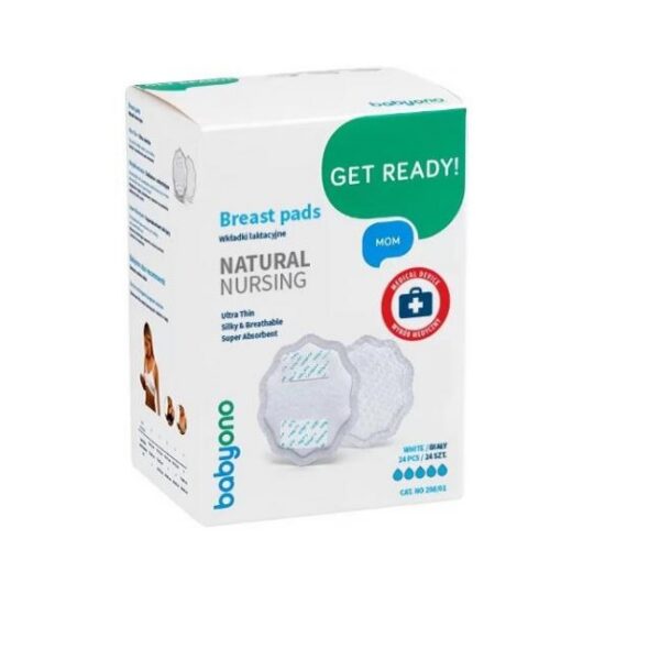 BabyOno Natural Nursing rinnapadjad/rinnahoidjakaitsmed 24tk Valged