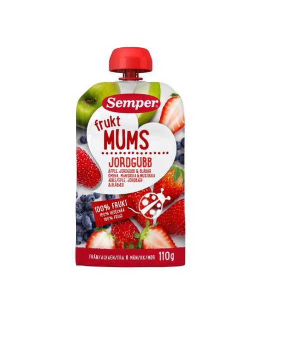 Puuvilja smuuti Fruktumus maasika-mustika 3x110g tuutus 5-6.kuust Semper (1tuub-1,74eur)